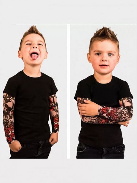 Черная футболка с tattoo рукавами на ребенка